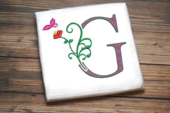 Floral Letter G with Butterfly