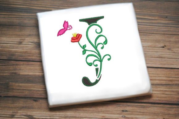 Floral Letter J with Butterfly