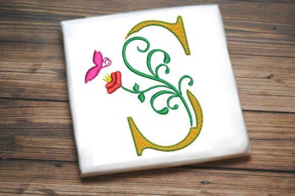 Floral Letter S with Butterfly